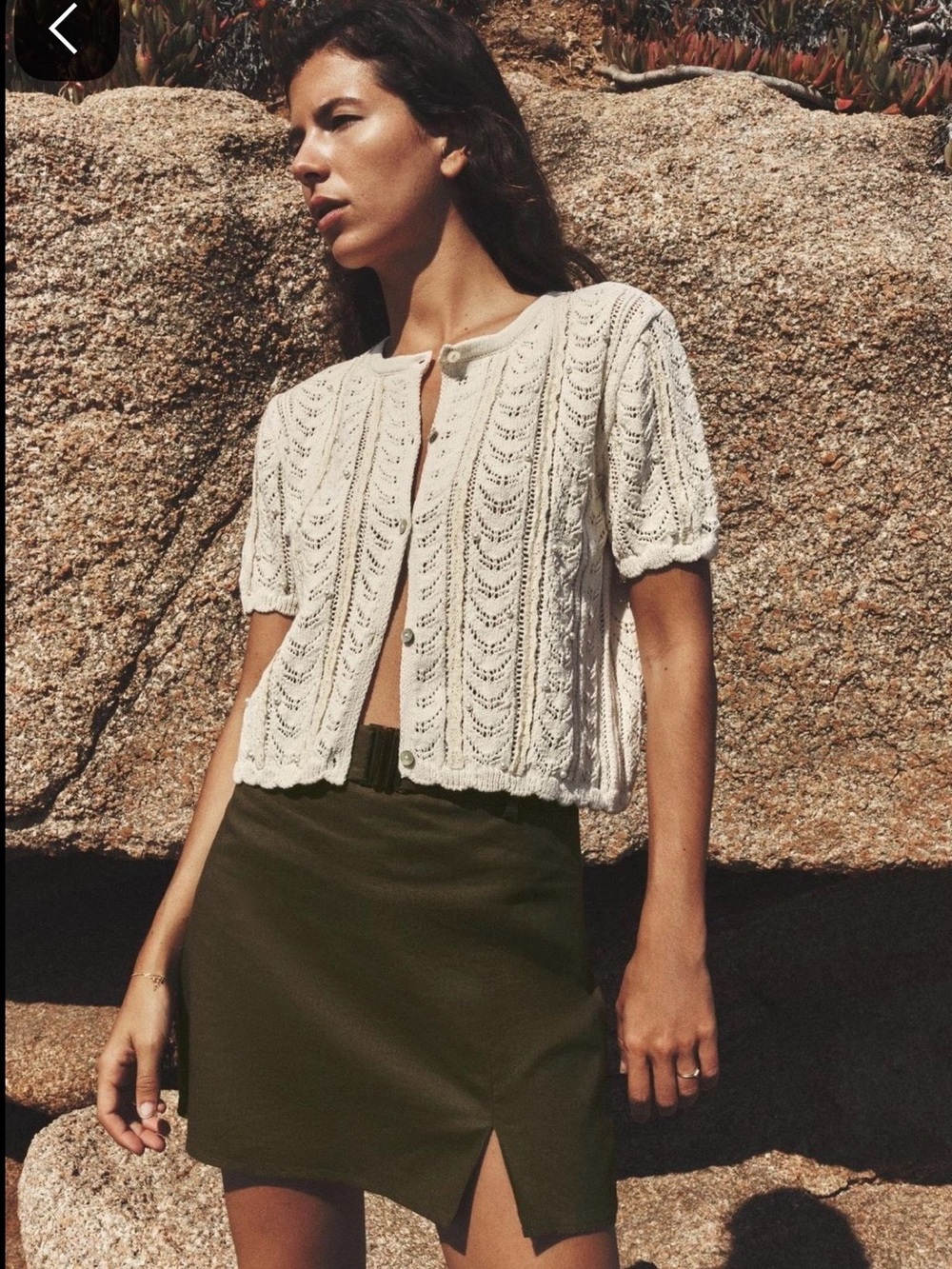 Zara Crochet Top with Pearl Embellishments